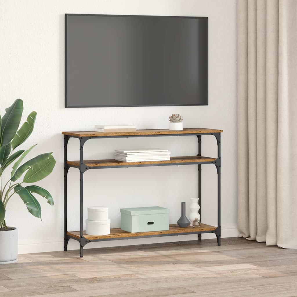 Konsollbord med hylle Gamle tre 100 x 29 x 75 cm Konstruert tre