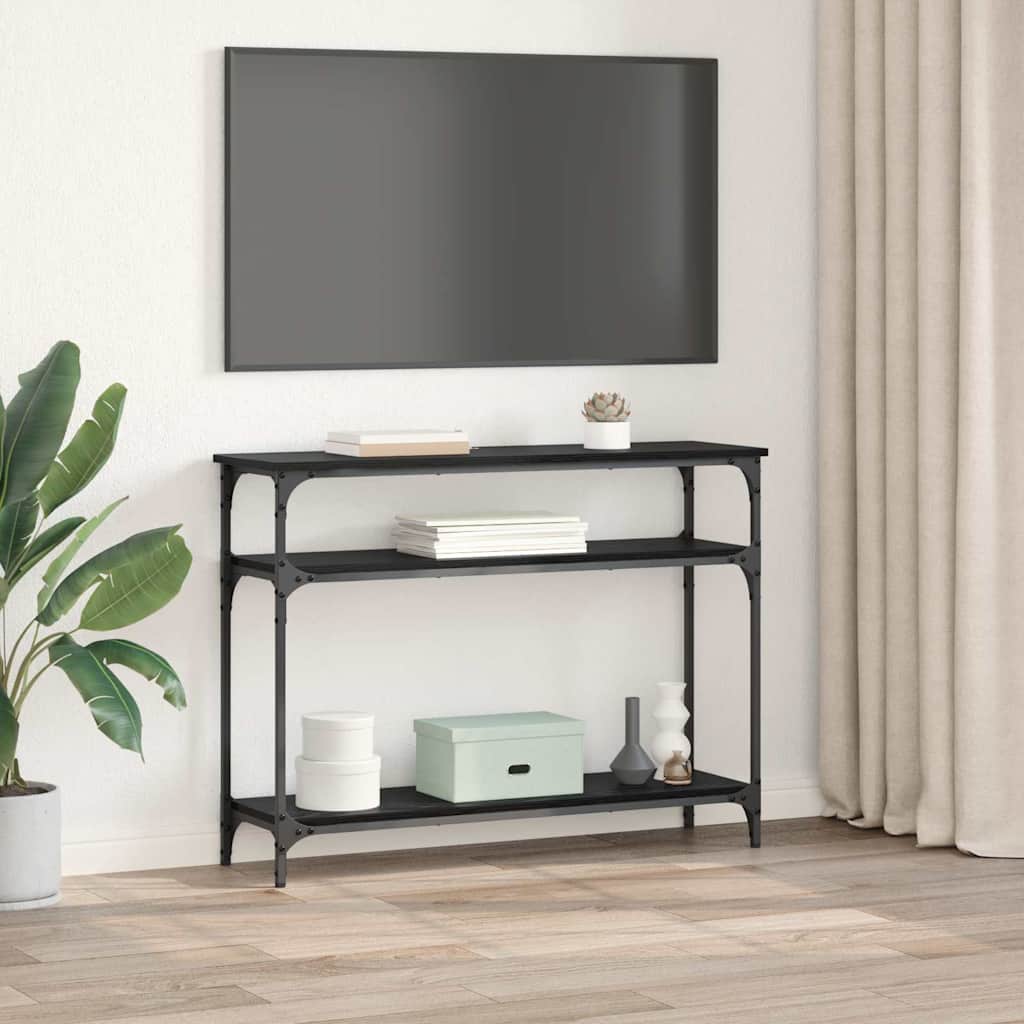 Konsollbord med hylle Svart Eik 100 x 29 x 75 cm Konstruert tre