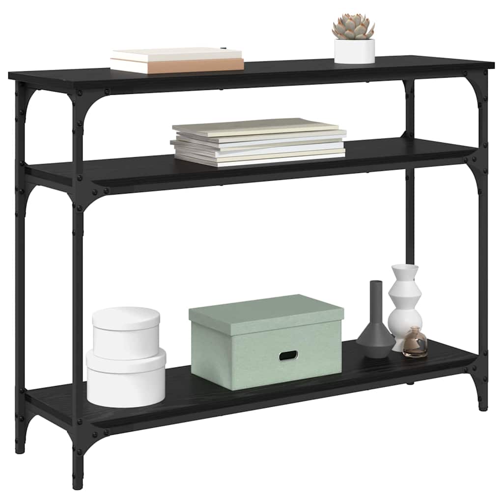 Konsollbord med hylle Svart Eik 100 x 29 x 75 cm Konstruert tre