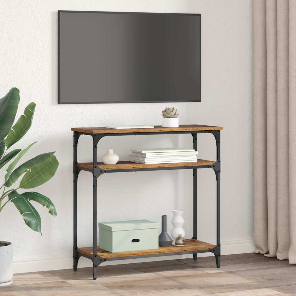 Konsollbord med hylle Gamle tre 75 x 29 x 75 cm Konstruert tre