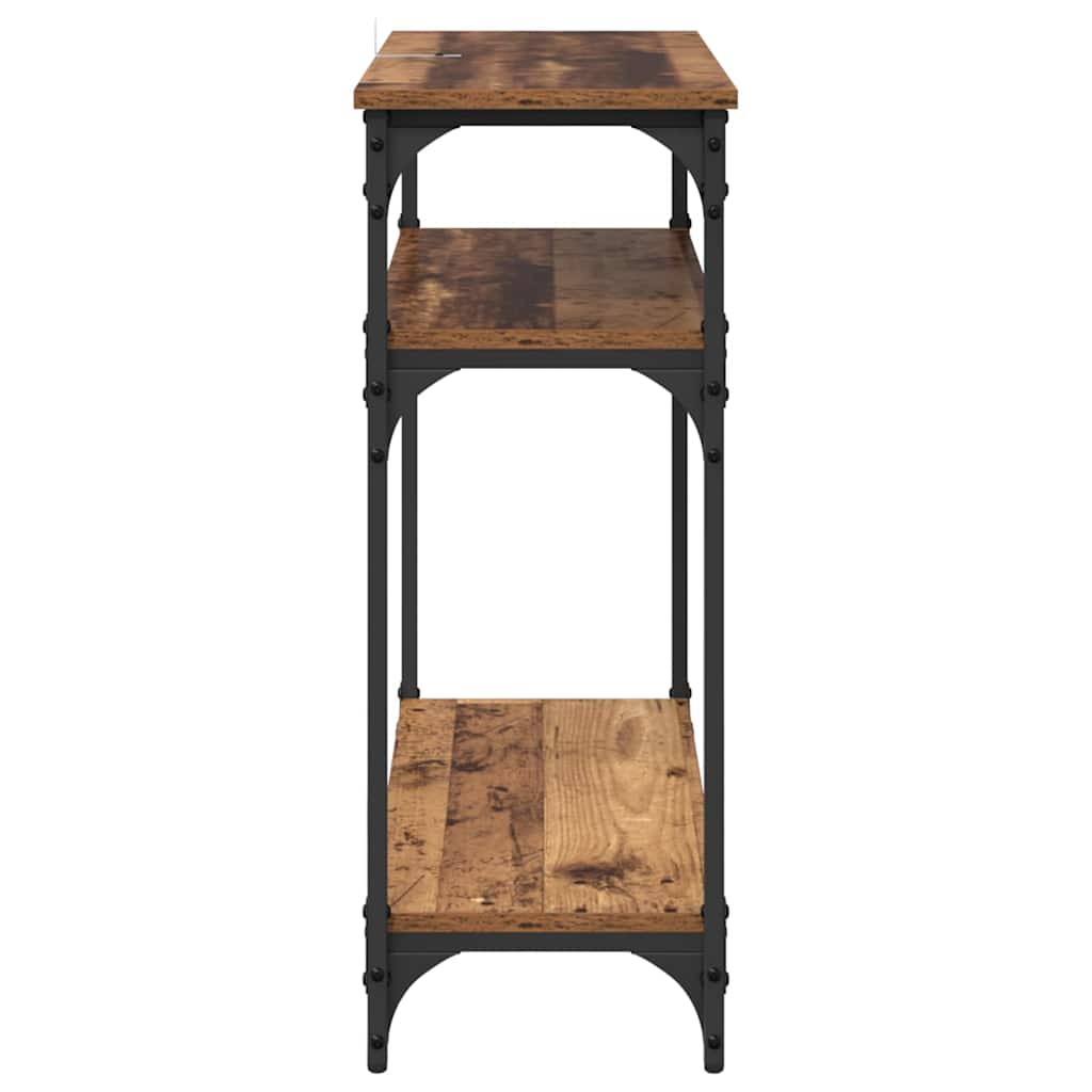 Konsollbord med hylle Gamle tre 75 x 29 x 75 cm Konstruert tre