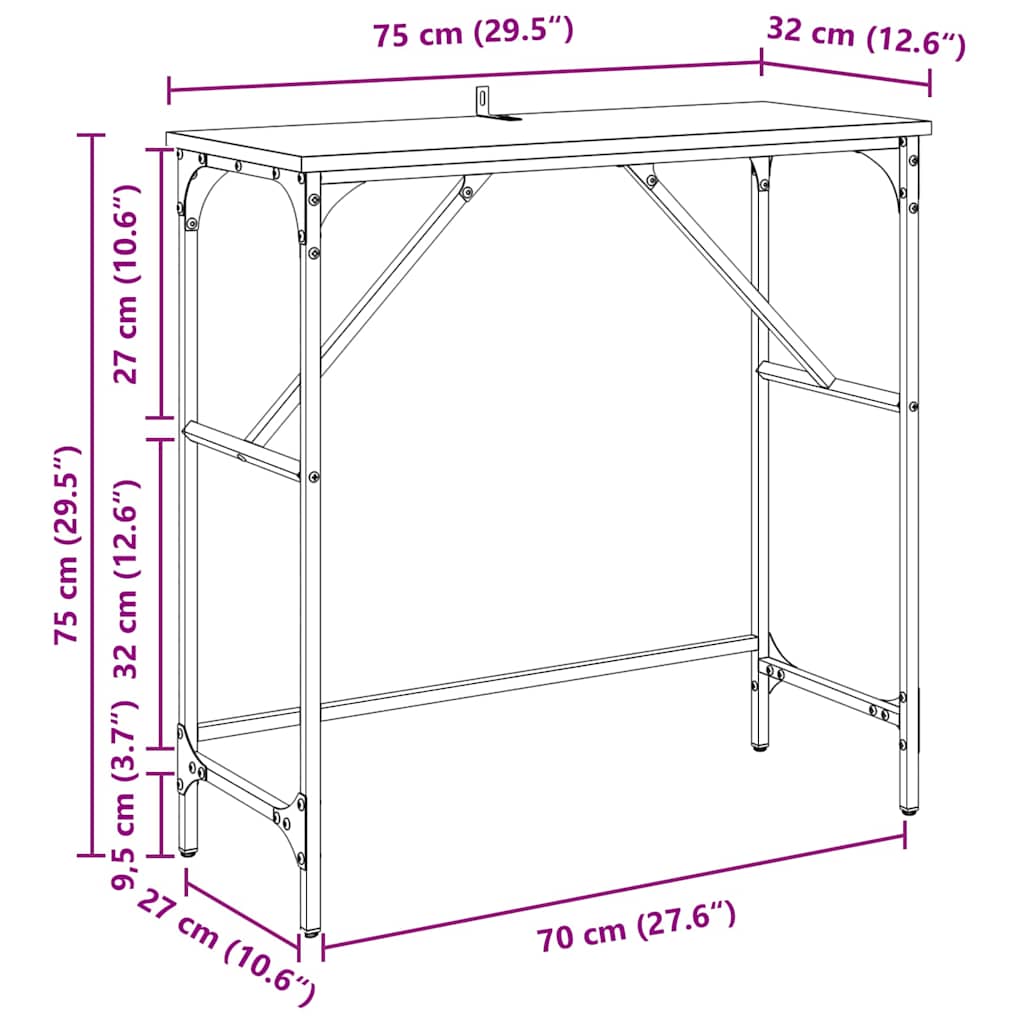 Konsollbord artisan eik 75 x 32 x 75 cm Konstruert tre