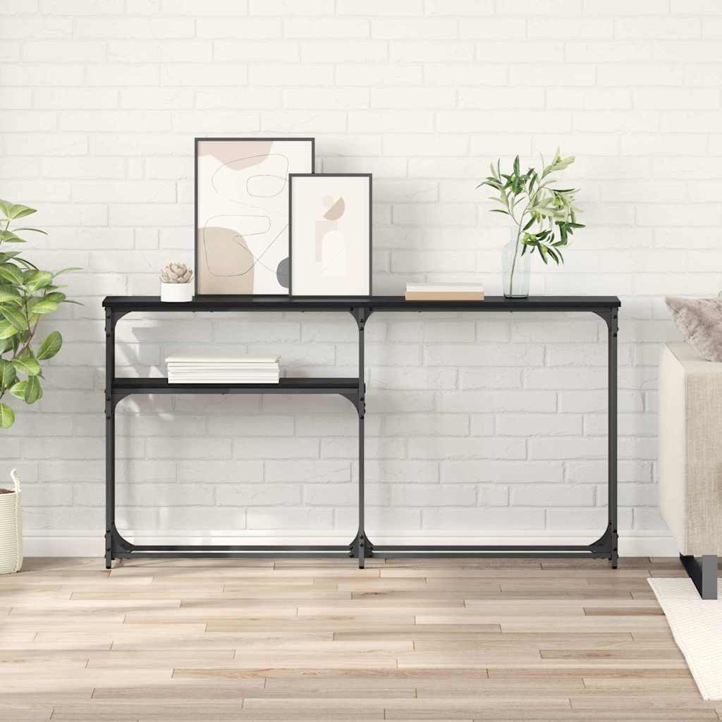 Konsollbord Svart eik 145x22.5x75cm Konstruert tre