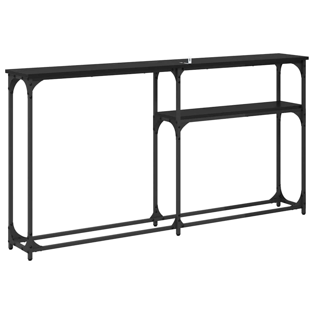 Konsollbord Svart eik 145x22.5x75cm Konstruert tre