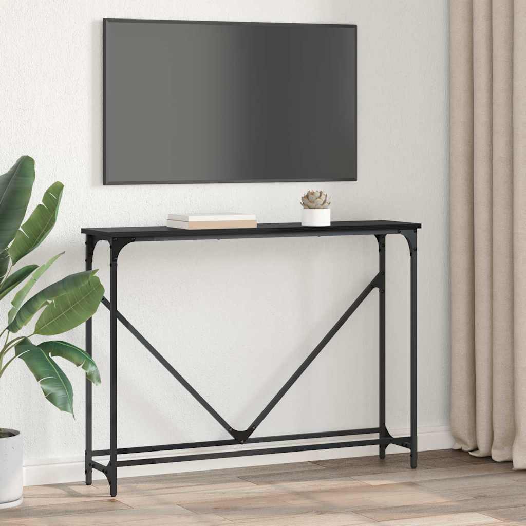 Konsollbord Svart eik 102 x 22.5 x 75 cm Konstruert tre