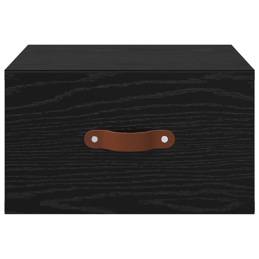 Vegghengt nattbord Svart Eik 35 x 35 x 20 cm Konstruert tre