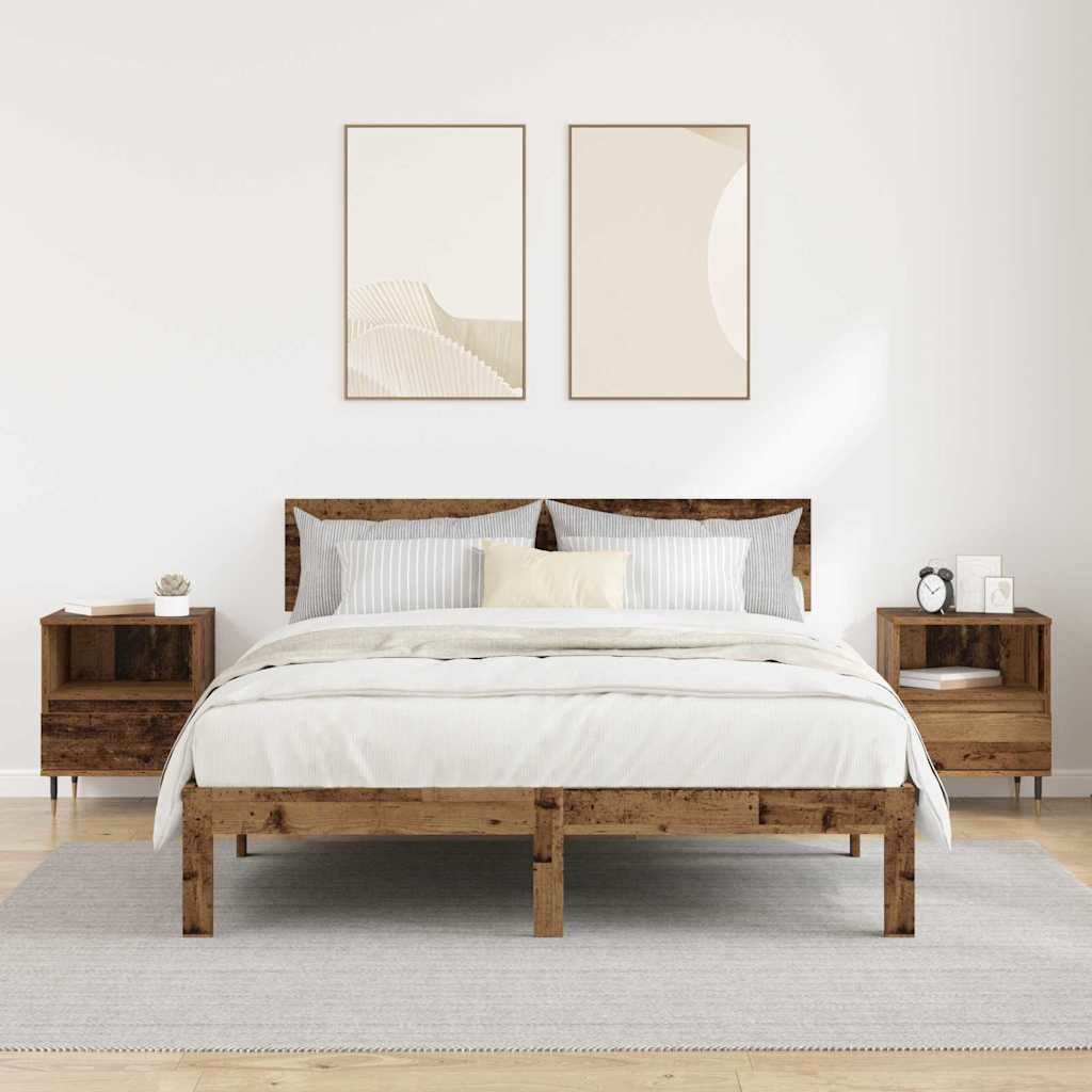 Nattbordskap 2 pcs Gammelt tre 40 x 35 x 50 cm Konstruert tre