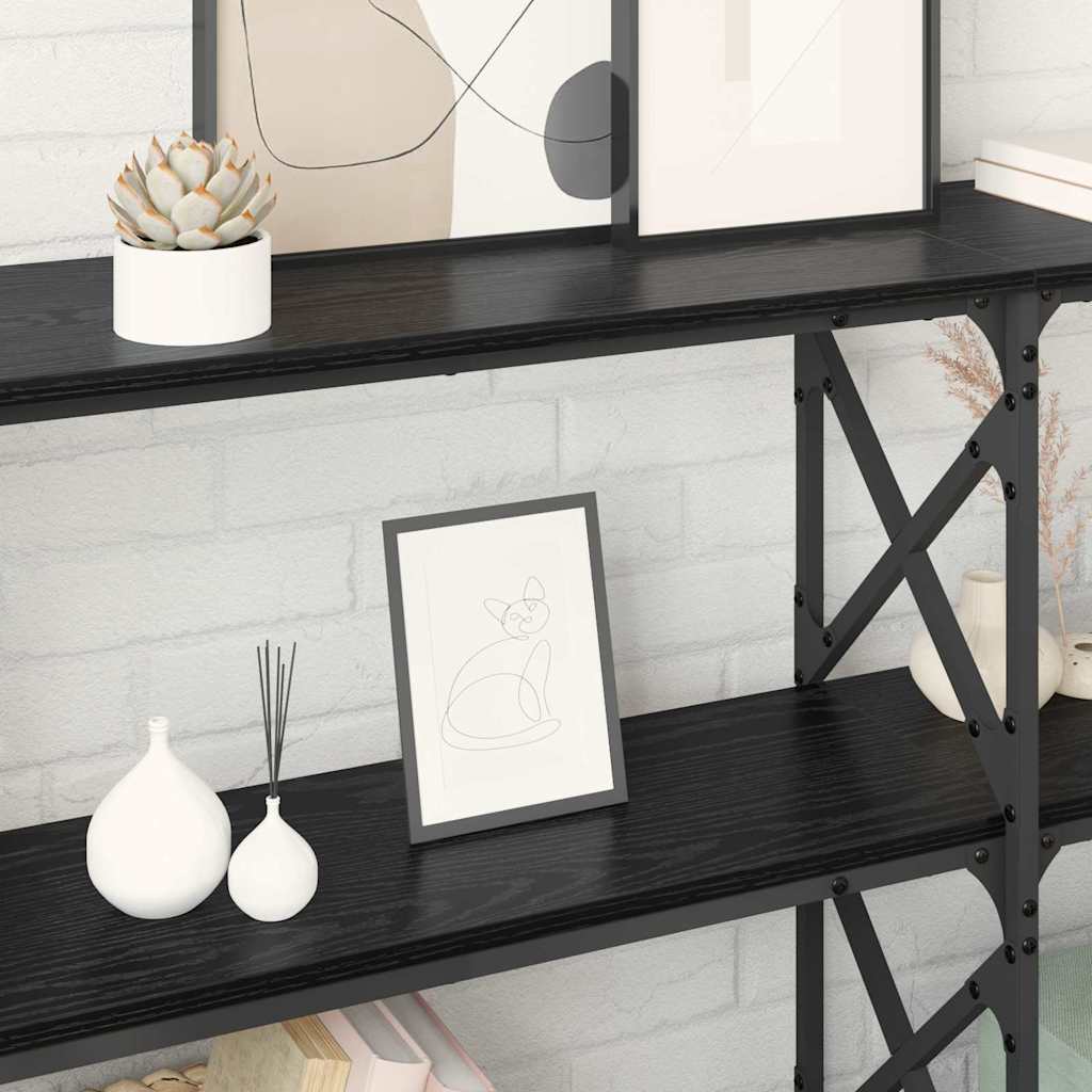 Konsollbord Svart eik 156 x 28 x 80,5 cm Konstruert tre