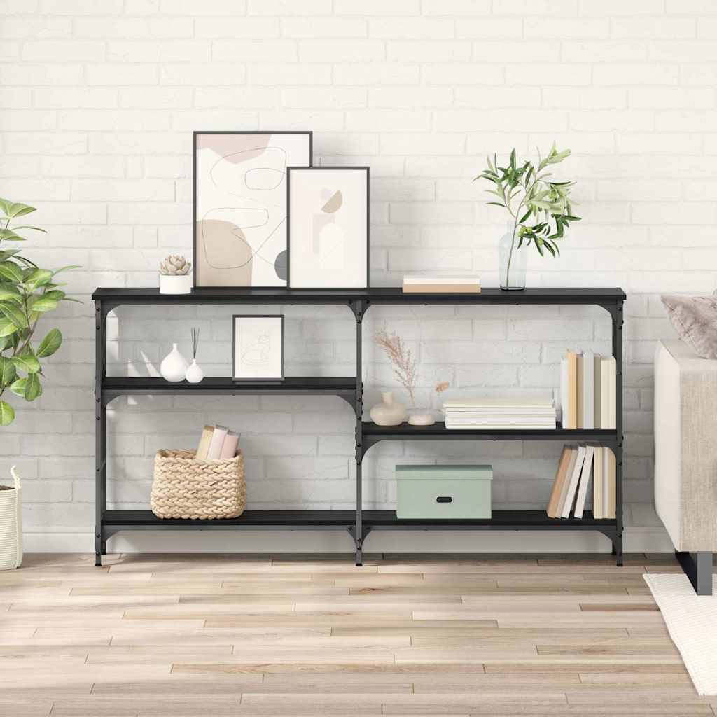 Konsollbord med hylle med lagring Svart eik Konstruert tre