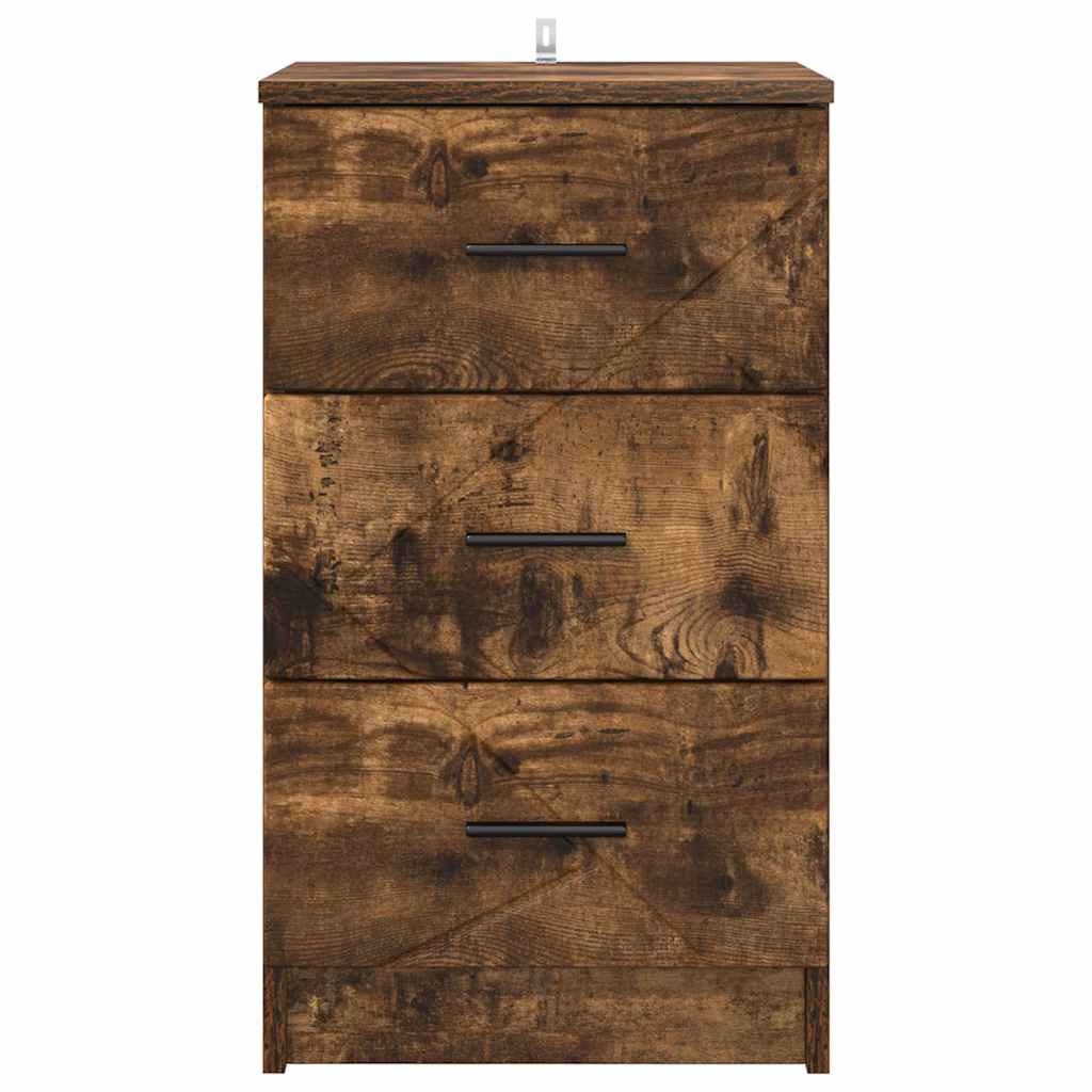 Nattbordskap med skuff Røkt eik 38 x 38 x 66 cm Konstruert tre