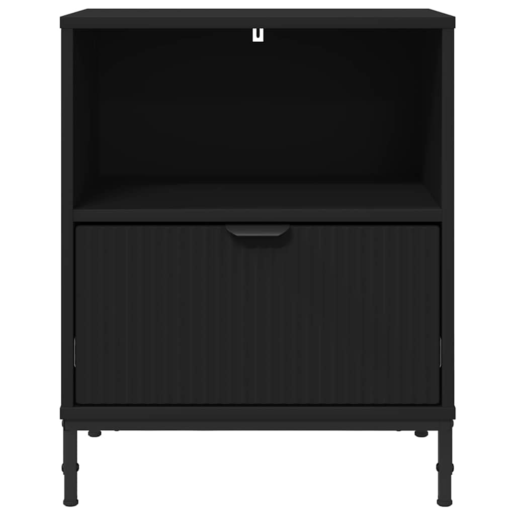 Nattbord med skuff 2 pcs Svart 49 x 36 x 61 cm Konstruert tre