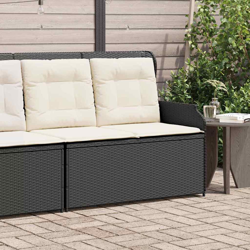 Hagebenk med pute Svart Poly rattan