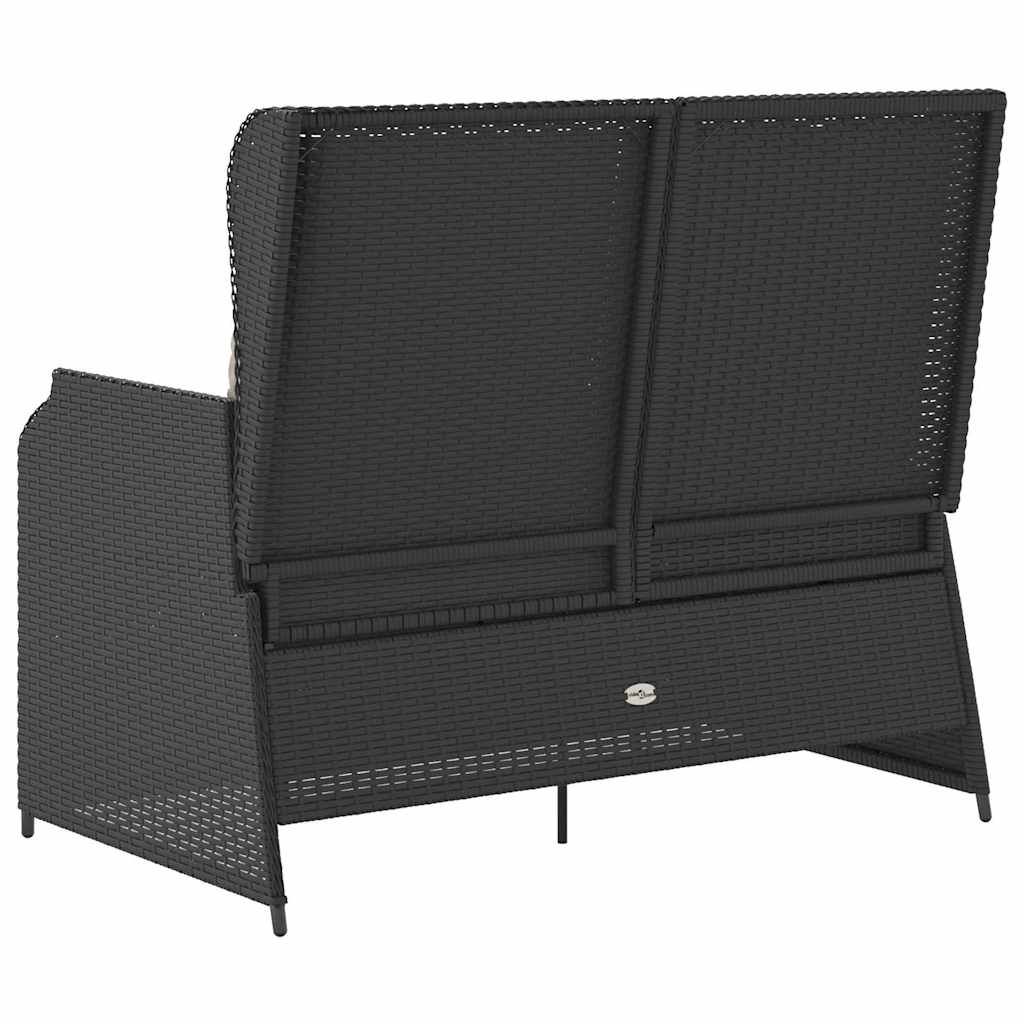 Hagebenk med pute Svart Poly rattan
