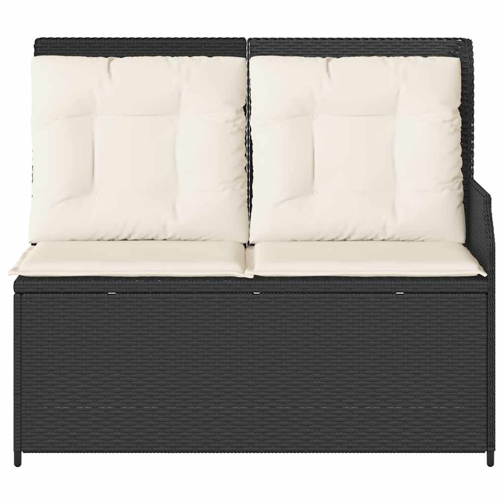 Hagebenk med pute Svart Poly rattan