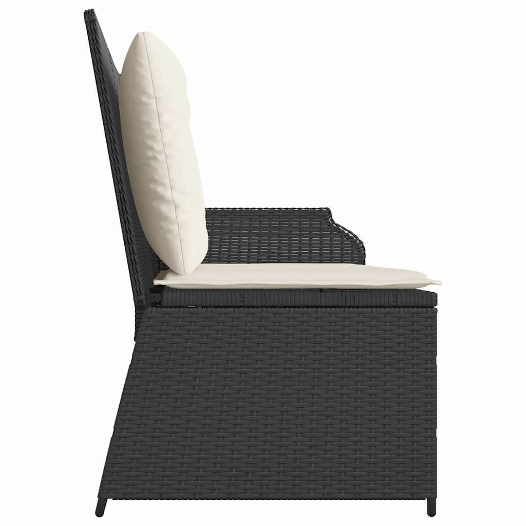Hagebenk med pute Svart Poly rattan