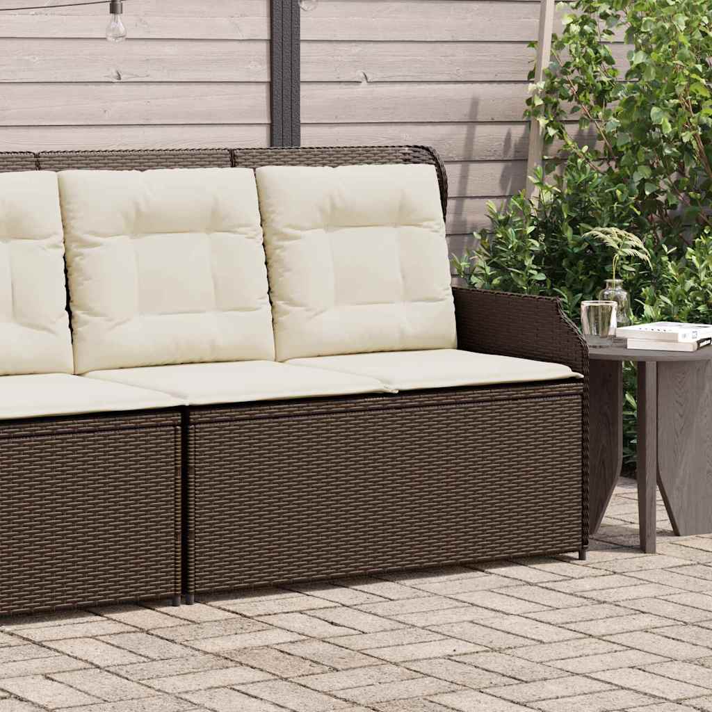 Hagebenk med pute Brun Poly rattan