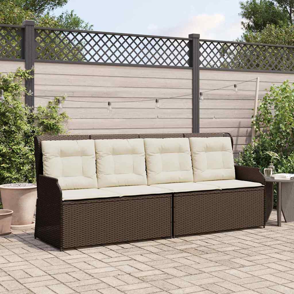 Hagebenk med pute Brun Poly rattan