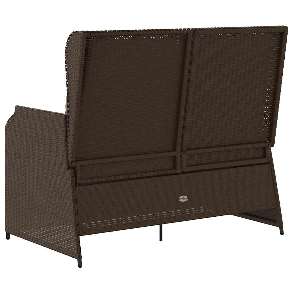 Hagebenk med pute Brun Poly rattan