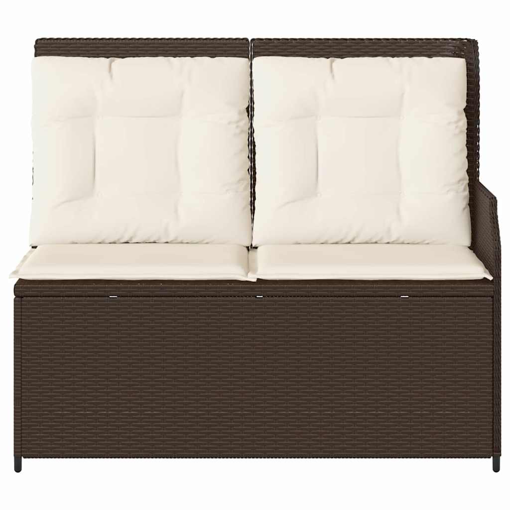 Hagebenk med pute Brun Poly rattan