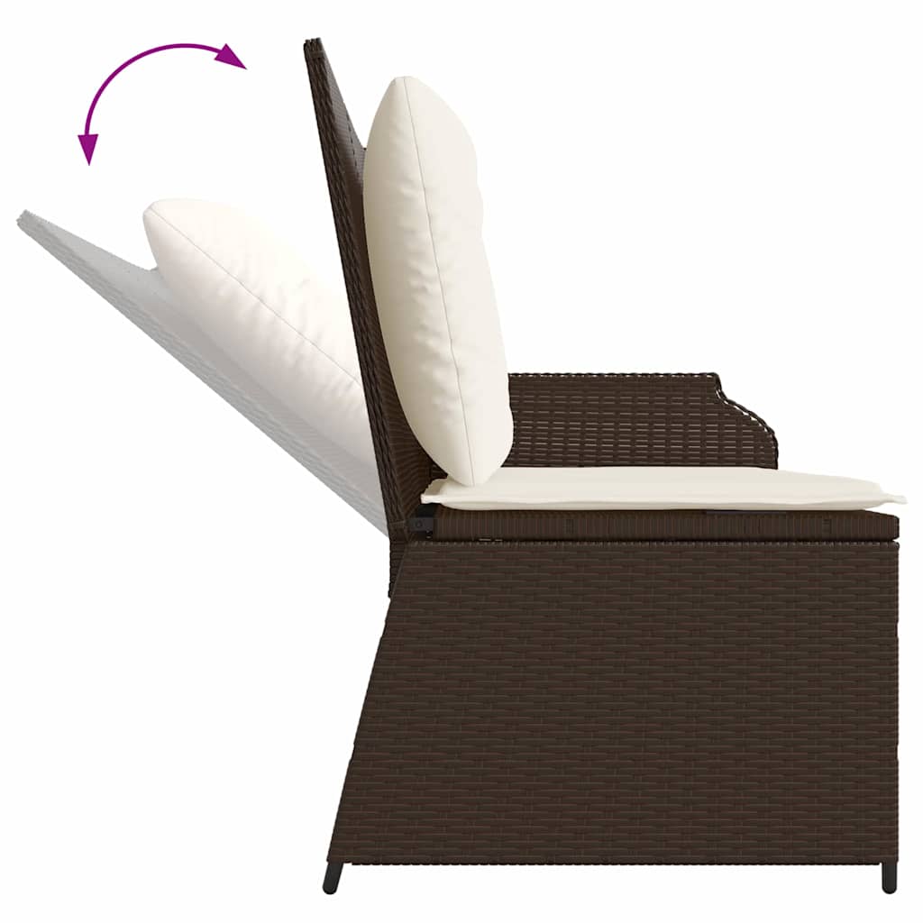 Hagebenk med pute Brun Poly rattan