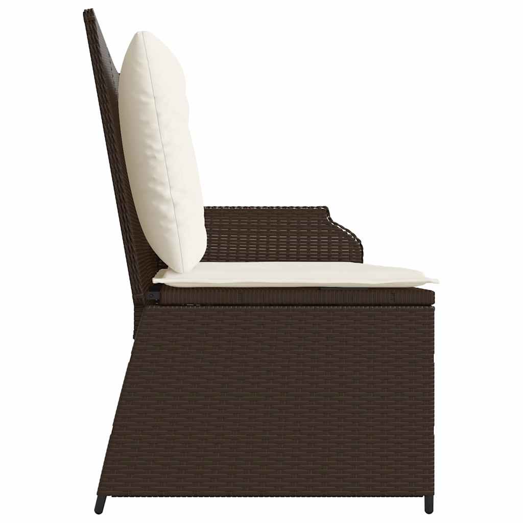 Hagebenk med pute Brun Poly rattan