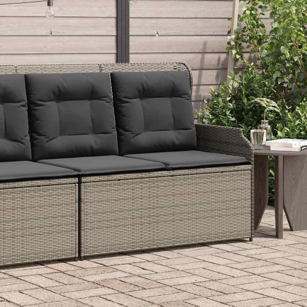 Hagebenk med pute Grå Poly rattan