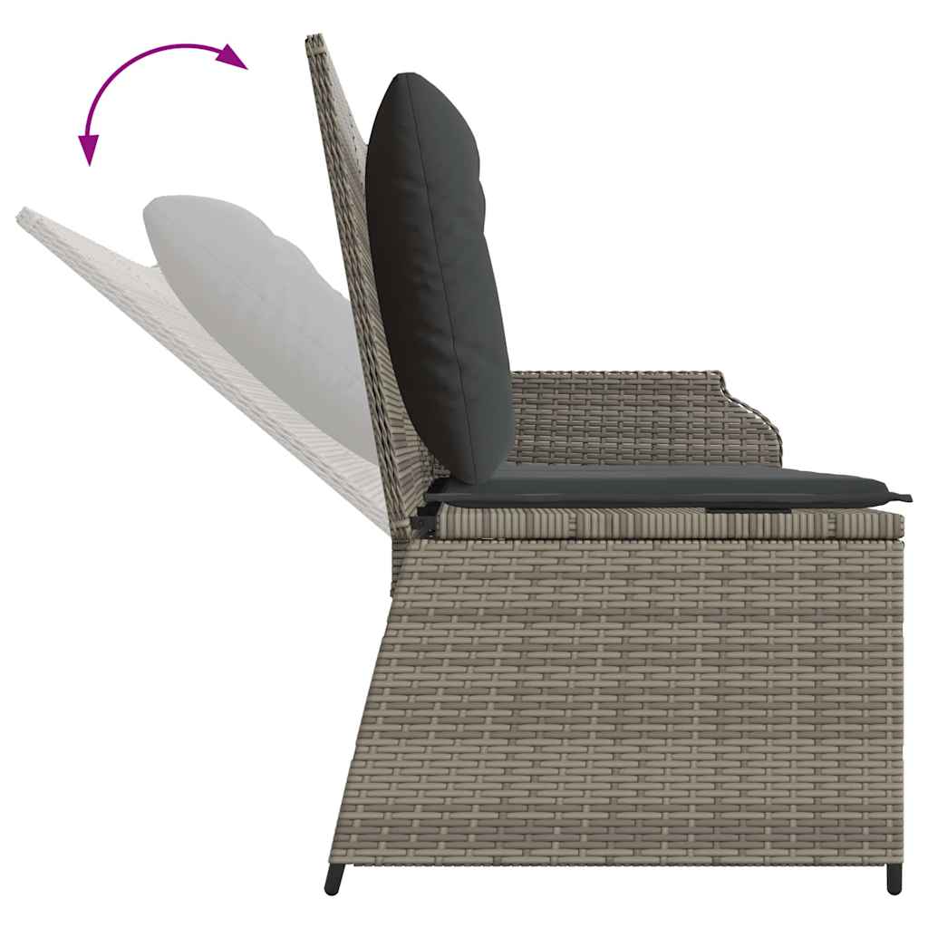 Hagebenk med pute Grå Poly rattan
