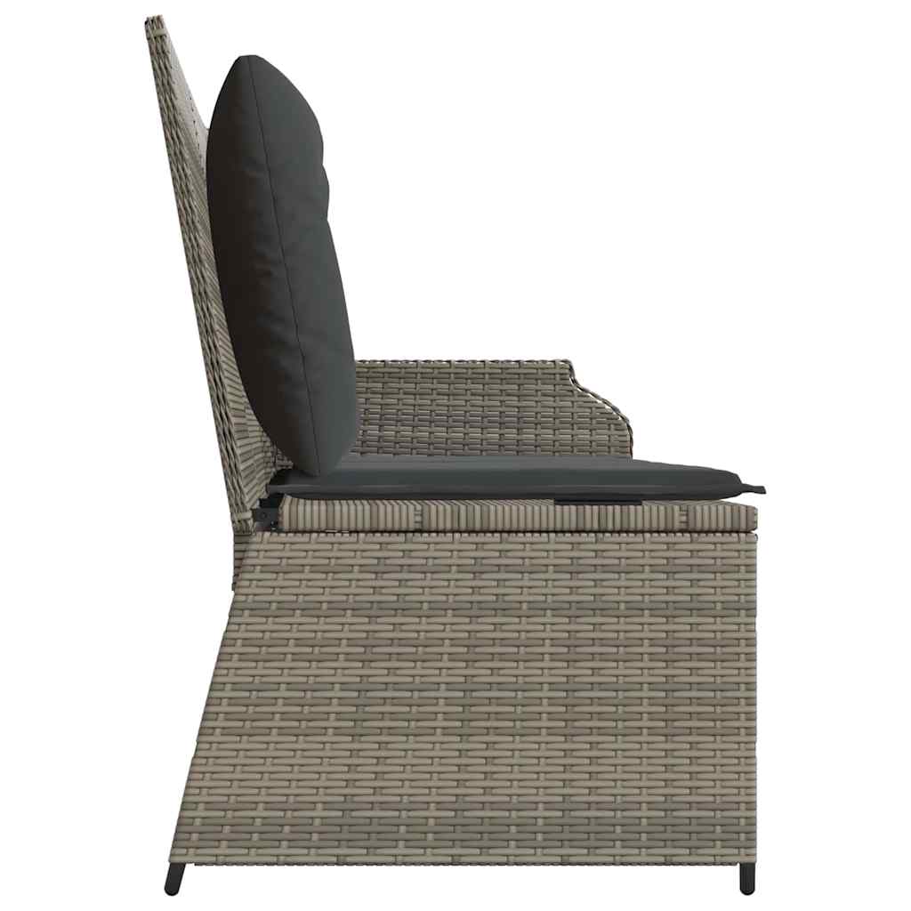 Hagebenk med pute Grå Poly rattan