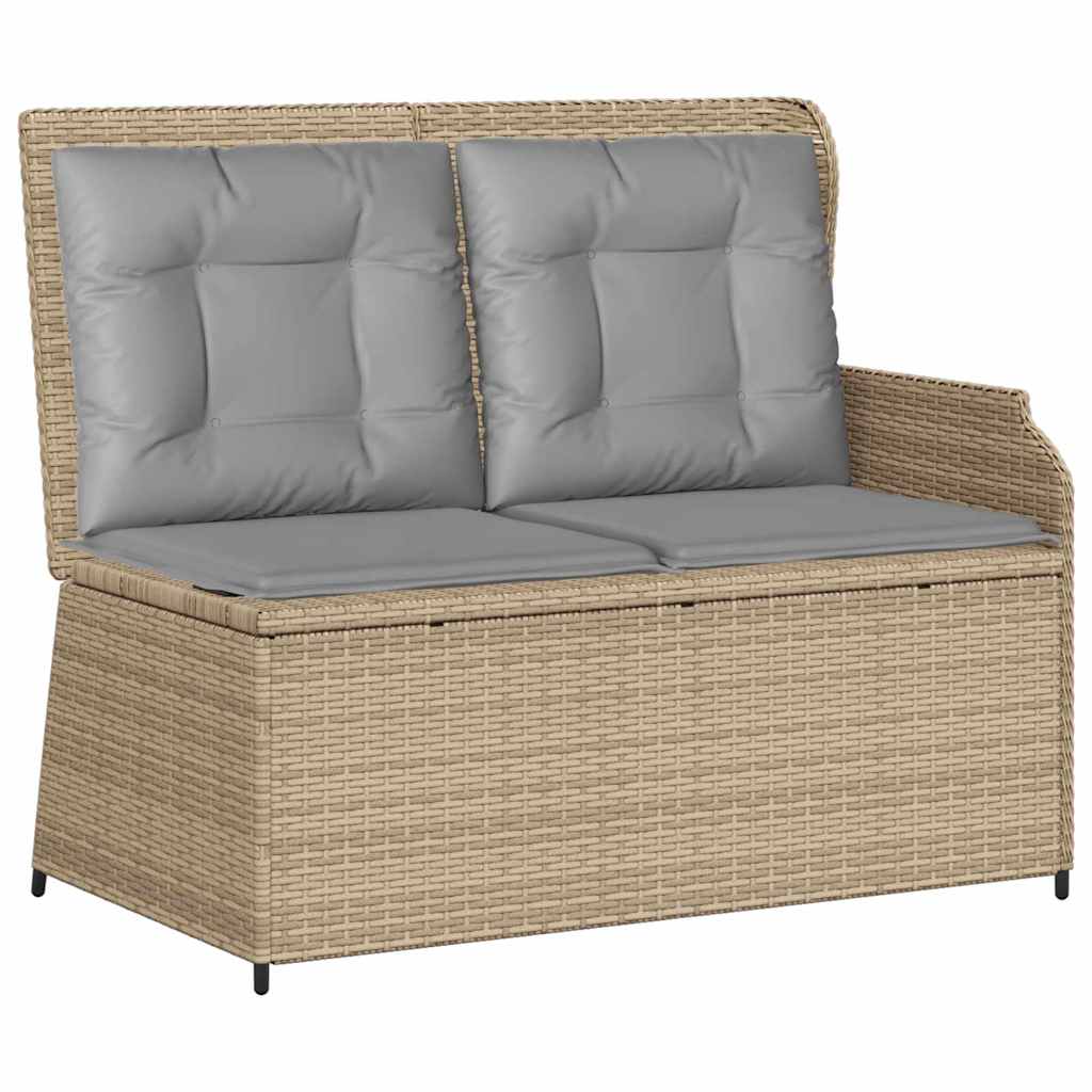Hagebenk med pute Beige Poly rattan