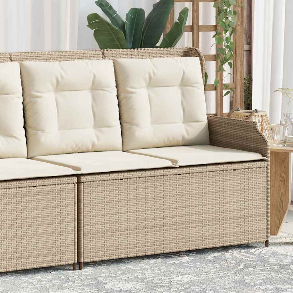 Hagebenk med pute Beige Poly rattan