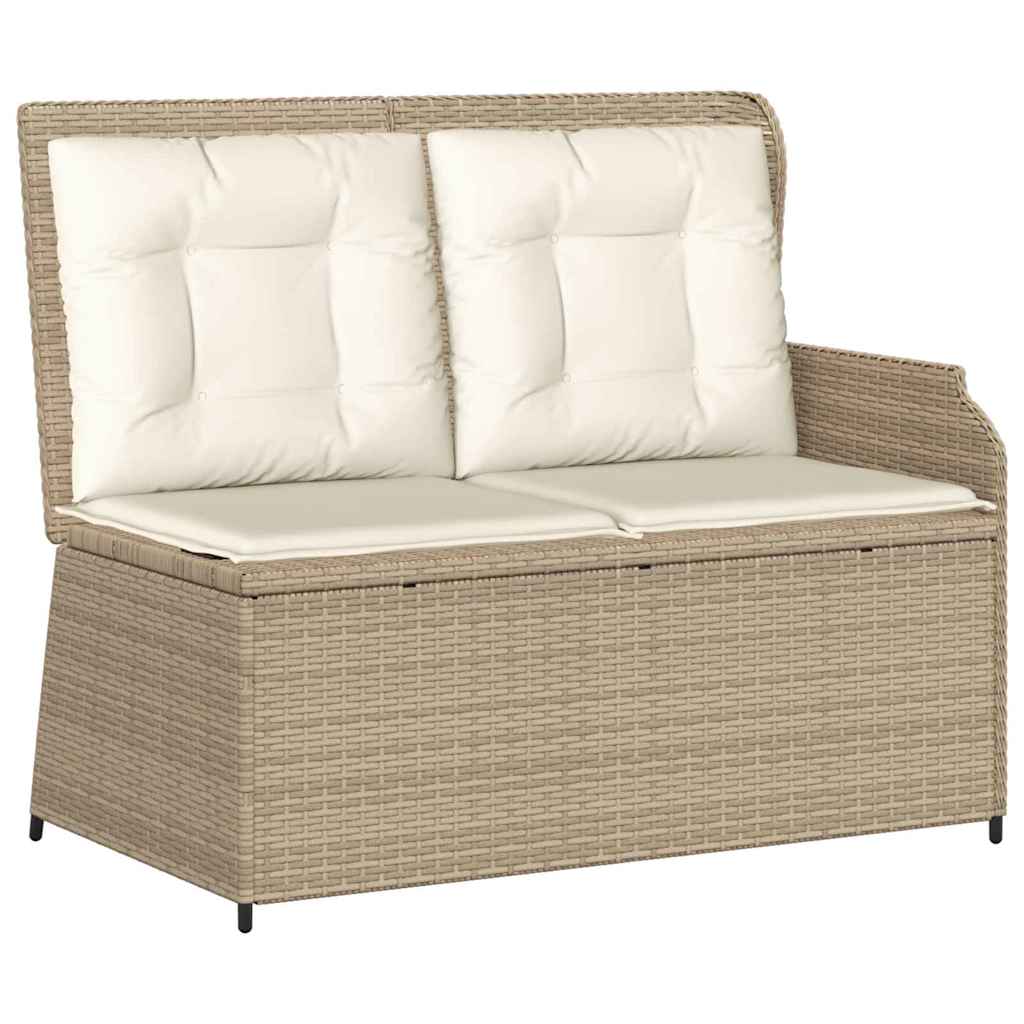 Hagebenk med pute Beige Poly rattan