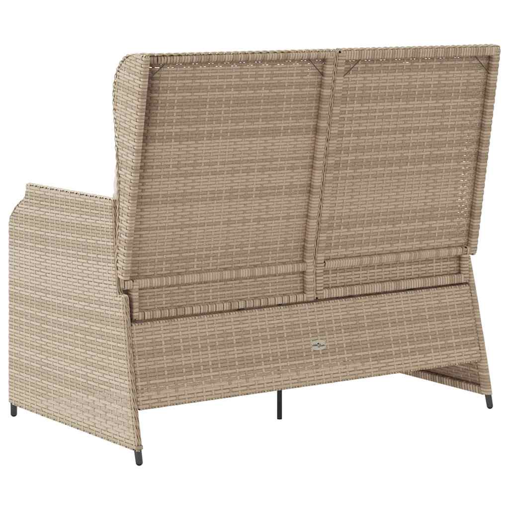 Hagebenk med pute Beige Poly rattan
