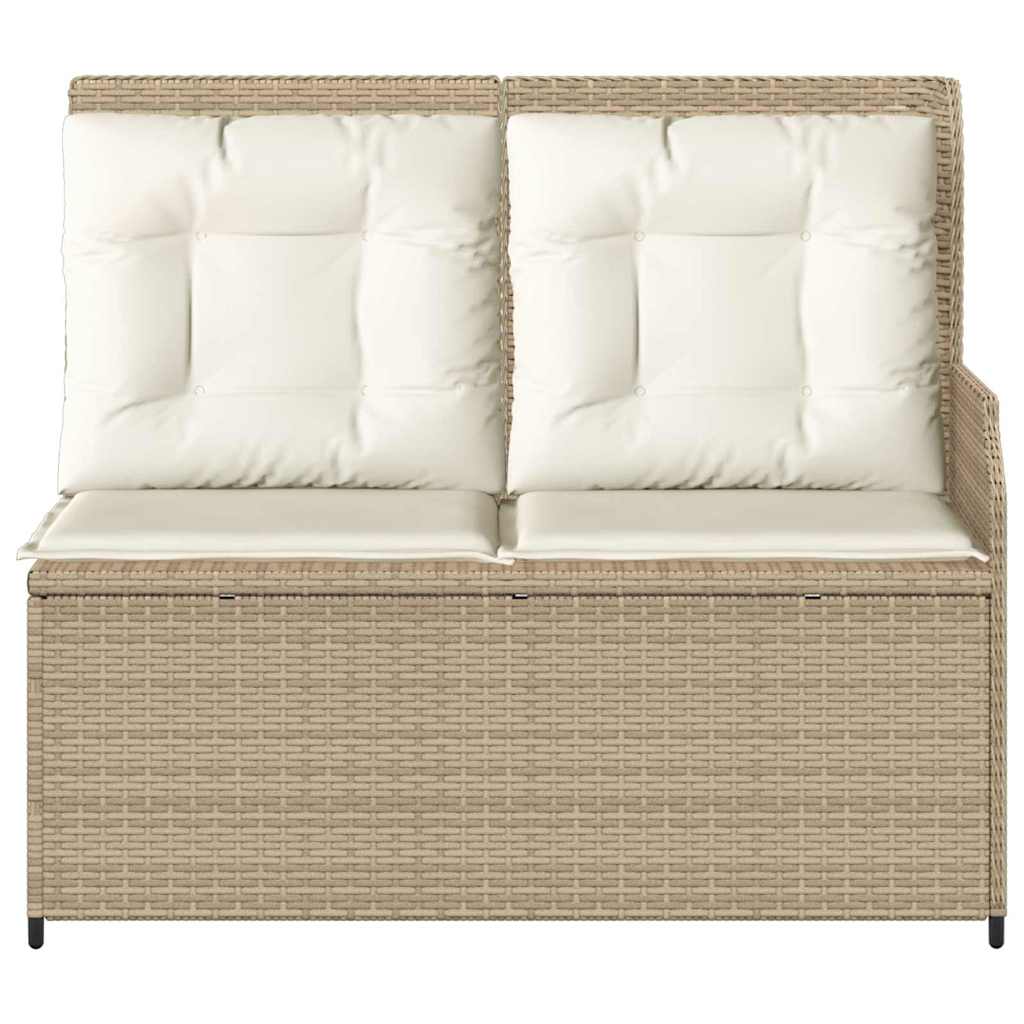 Hagebenk med pute Beige Poly rattan