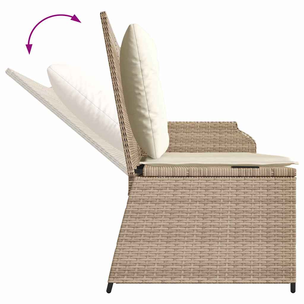 Hagebenk med pute Beige Poly rattan