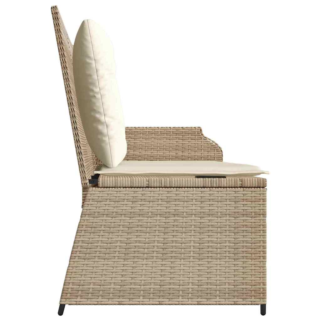 Hagebenk med pute Beige Poly rattan