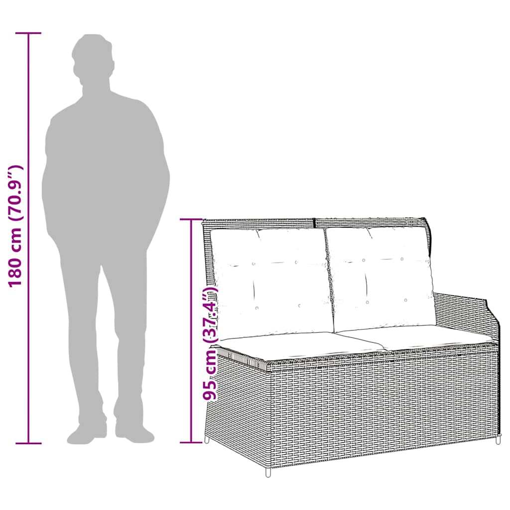 Hagebenk med pute Beige Poly rattan