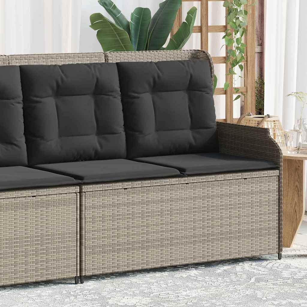 Hagebenk med pute Lysegrå Poly rattan
