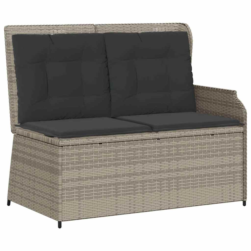 Hagebenk med pute Lysegrå Poly rattan