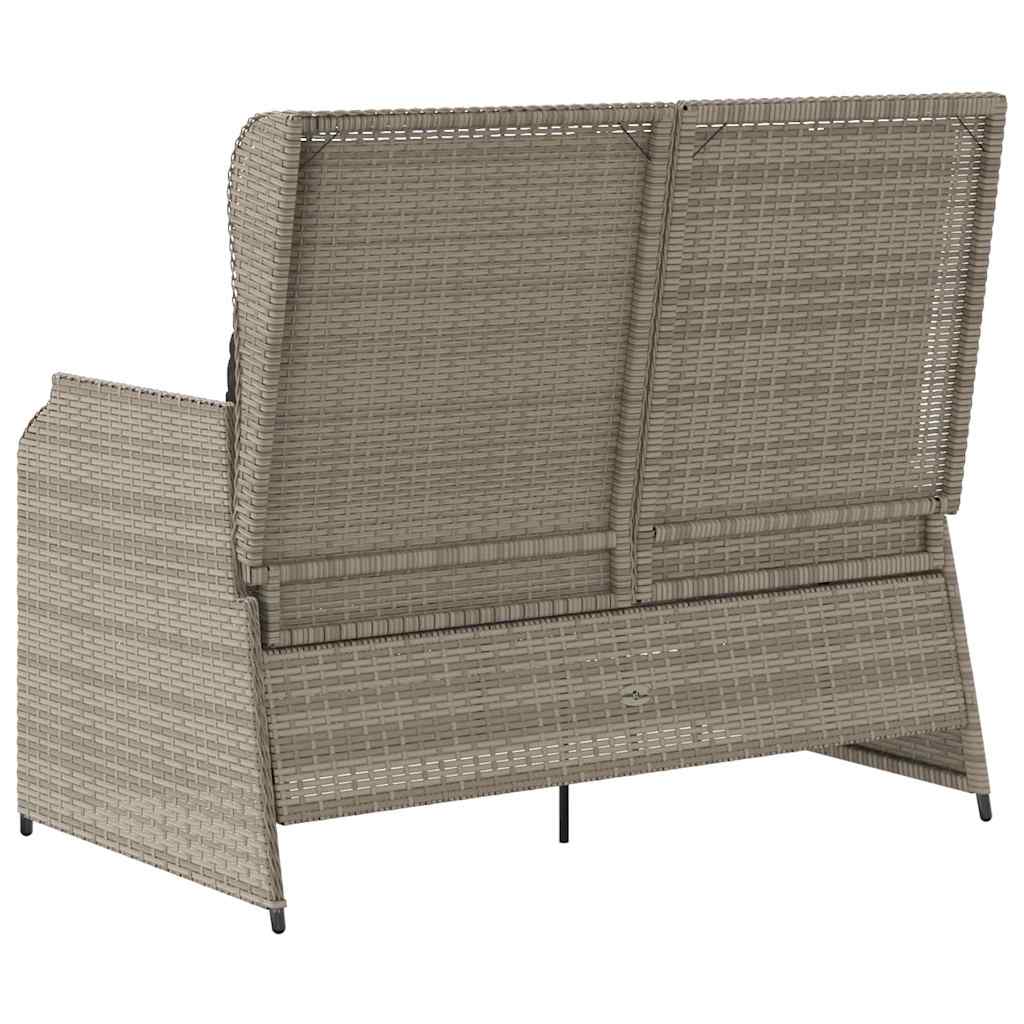 Hagebenk med pute Lysegrå Poly rattan