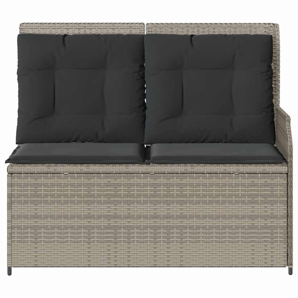 Hagebenk med pute Lysegrå Poly rattan
