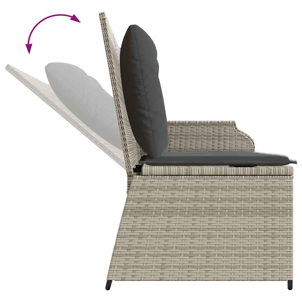 Hagebenk med pute Lysegrå Poly rattan