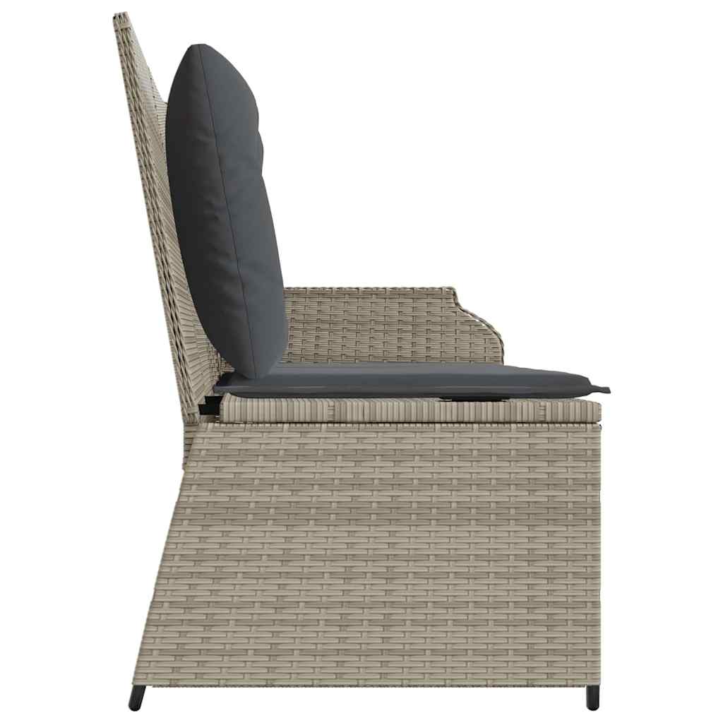 Hagebenk med pute Lysegrå Poly rattan