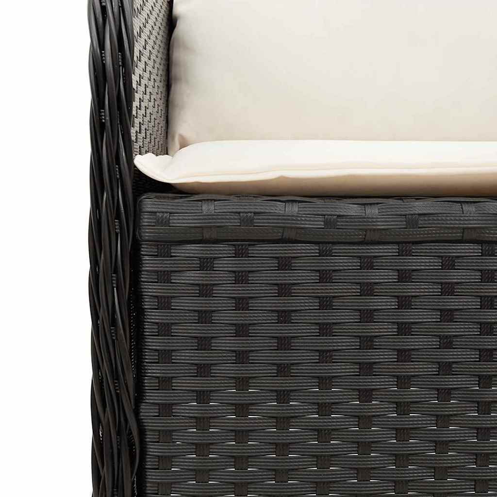 Hagebenk med pute Svart Poly rattan