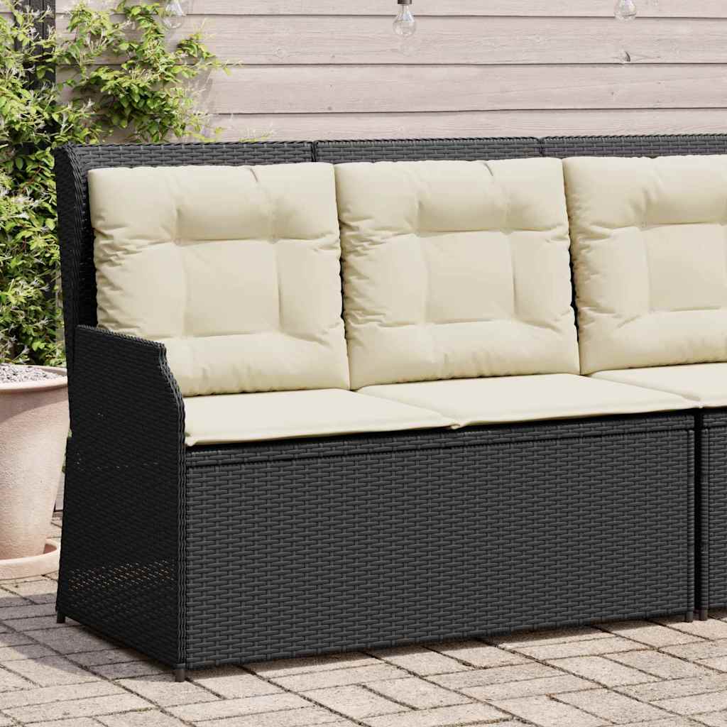 Hagebenk med pute Svart Poly rattan