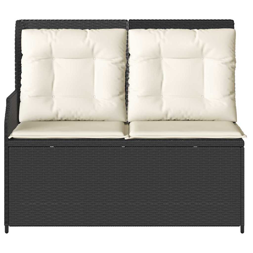Hagebenk med pute Svart Poly rattan