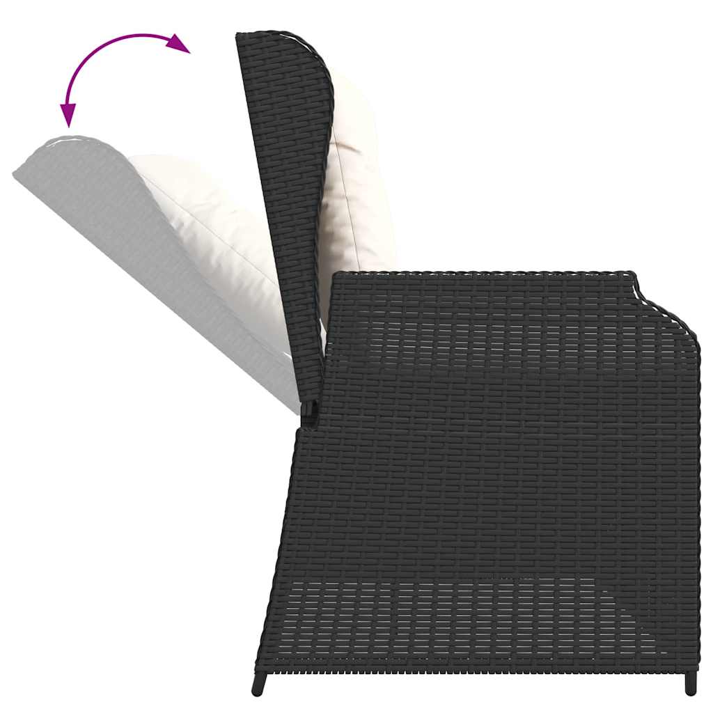 Hagebenk med pute Svart Poly rattan
