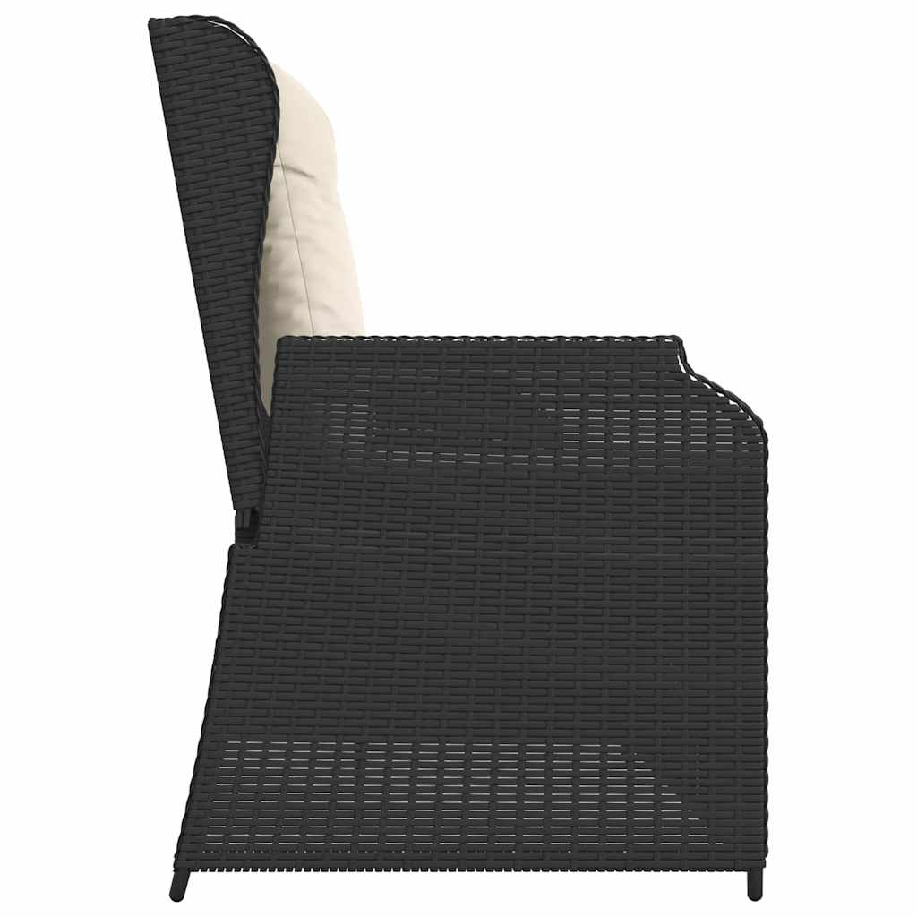Hagebenk med pute Svart Poly rattan