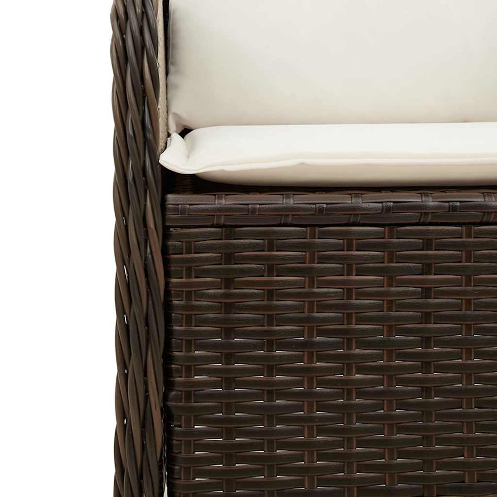 Hagebenk med pute Brun Poly rattan