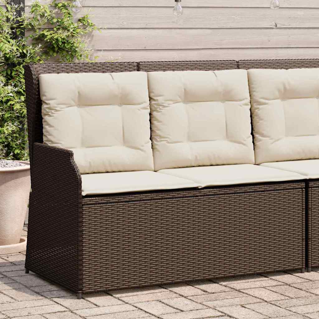 Hagebenk med pute Brun Poly rattan