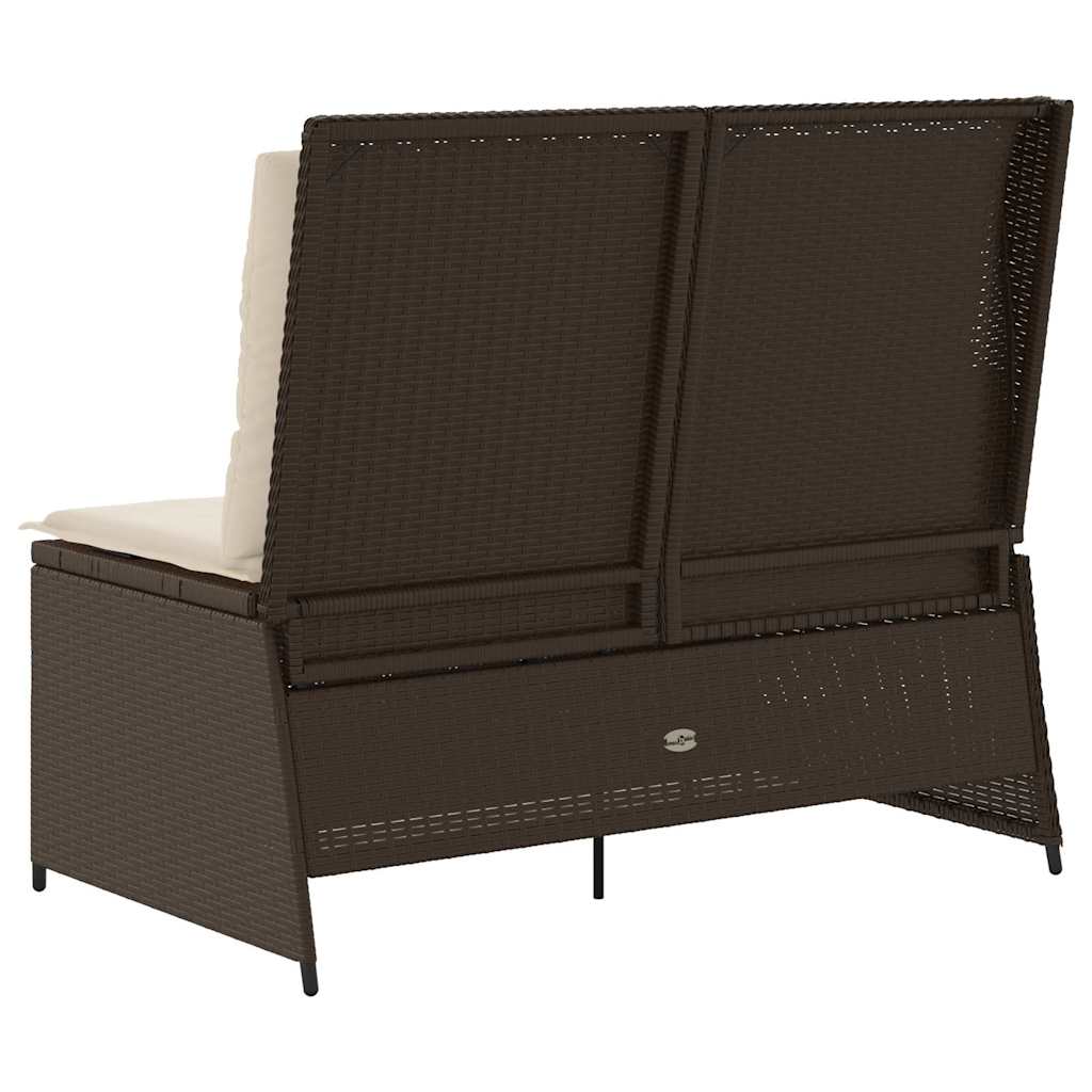 Hagebenk med pute Brun Poly rattan